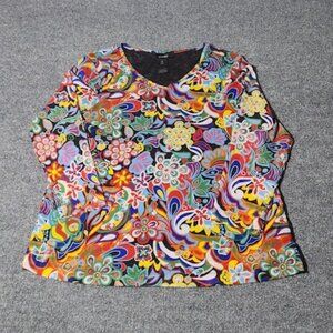 Ali Miles Women's Petite V-neck Sheer Lined Top Size Petite Medium